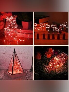 Lot of 2 -12 Pack Red Battery Operated Mini LED String Fairy Lights Party Decor